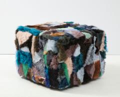 XL Sheepskin Patchwork Ottoman - 2198190