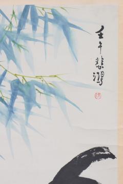 Xu Beihong Rooster and Bamboo Hanging Scroll - 4686663