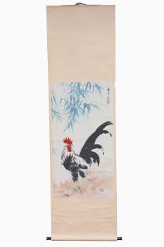 Xu Beihong Rooster and Bamboo Hanging Scroll - 4688790