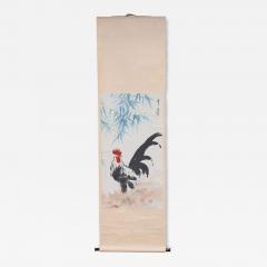 Xu Beihong Rooster and Bamboo Hanging Scroll - 4688791