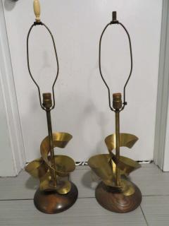 Yasha Heifetz Unusual Pair of Brass Abstract Heifetz Lamps Mid Century Modern - 1708668
