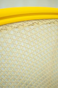 Yellow Lacquered Wooden Bed With Vienna Straw - 4564788