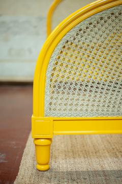 Yellow Lacquered Wooden Bed With Vienna Straw - 4564792