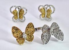 Yellow White Diamond 18K White Gold 2 36 carats Butterfly Earrings - 3840708