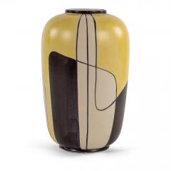 Yellow White and Black Deco Vase - 1547627