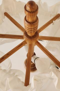 Yngve Ekstr m Lystella Pine Table Lamp with Cotton Shade Sweden 1960 70 - 4819552