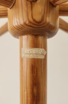Yngve Ekstr m Lystella Pine Table Lamp with Cotton Shade Sweden 1960 70 - 4819559
