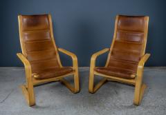 Yngve Ekstr m Yngve Ekstr m Leather Lamello Lounge Chair for Swedese 1970s - 2437481