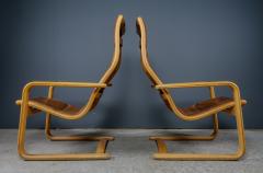 Yngve Ekstr m Yngve Ekstr m Leather Lamello Lounge Chair for Swedese 1970s - 2437483