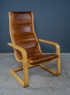 Yngve Ekstr m Yngve Ekstr m Leather Lamello Lounge Chair for Swedese 1970s - 2437485