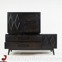 Young Manufacturing Mid Century Ebonized Cabinet and Hutch - 2570308