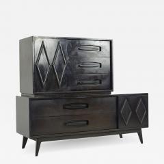 Young Manufacturing Mid Century Ebonized Cabinet and Hutch - 2584910