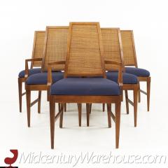 Young Manufacturing Mid Century Walnut Cane Back Dining Chairs Set of 6 - 2570435