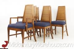 Young Manufacturing Mid Century Walnut Cane Back Dining Chairs Set of 6 - 2570436