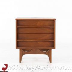 Young Manufacturing Mid Century Walnut Curved Nightstand - 3689284