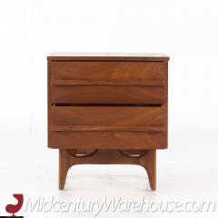 Young Manufacturing Mid Century Walnut Curved Nightstand - 3689285