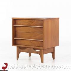 Young Manufacturing Mid Century Walnut Curved Nightstand - 3689286