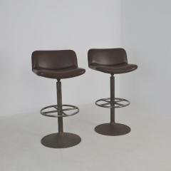 Yrjo Kukkapuro Pair of Brown Yrj Kukkapuro Moderno Bar Stools Finland 1960s - 4649362