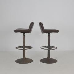 Yrjo Kukkapuro Pair of Brown Yrj Kukkapuro Moderno Bar Stools Finland 1960s - 4649363