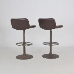 Yrjo Kukkapuro Pair of Brown Yrj Kukkapuro Moderno Bar Stools Finland 1960s - 4649364