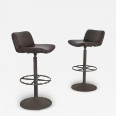 Yrjo Kukkapuro Pair of Brown Yrj Kukkapuro Moderno Bar Stools Finland 1960s - 4659135