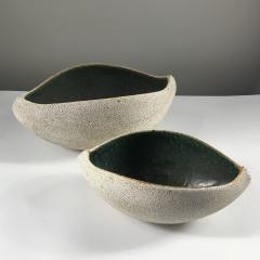 Yumiko Kuga Set of 2 Boat Shaped Pottery Bowls with Dark Inner Glaze by Yumiko Kuga - 2567534