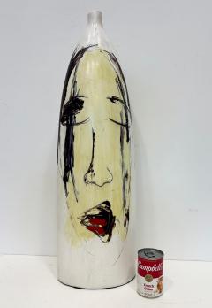 Yuri Zatarain Huge Mexican Artist Yuri Zatarain Face Vase Painted on Both Sides Oleo Series - 4605969