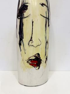 Yuri Zatarain Huge Mexican Artist Yuri Zatarain Face Vase Painted on Both Sides Oleo Series - 4605976