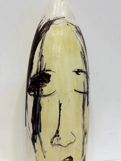 Yuri Zatarain Huge Mexican Artist Yuri Zatarain Face Vase Painted on Both Sides Oleo Series - 4605977