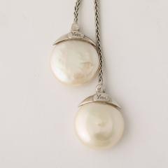 Yvel Biwa Flat Coin Pearl Tie Necklace in 18K White Gold signed Yvel - 4233824