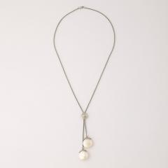 Yvel Biwa Flat Coin Pearl Tie Necklace in 18K White Gold signed Yvel - 4233826