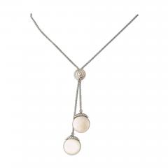 Yvel Biwa Flat Coin Pearl Tie Necklace in 18K White Gold signed Yvel - 4236186