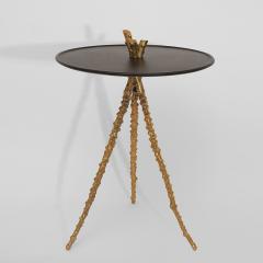 Yves PAGART BEAUZ E Bronze and blackened pear wood side table - 3067709