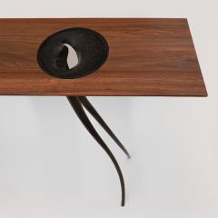 Yves PAGART ELLE AVAIT UN NOM Walnut and bronze console - 3067677