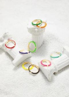 Yvonne Leon Yvonne Leon Diamond Enamel Gold Stacking Rings - 4788866