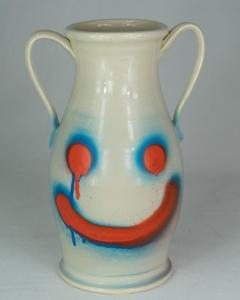 Zachary Weber Smiley Face Orange on Blue 2022 - 2820462