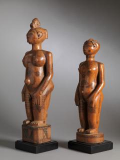 Zela People DRC Two Wooden Ancestors Sculptures with Scarifications  - 1980750