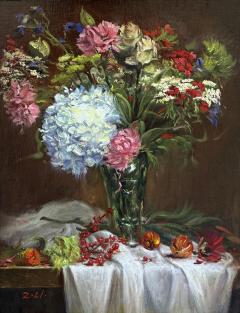 Zhi Li Floral in Glass with Chinese Lantern  - 4793787