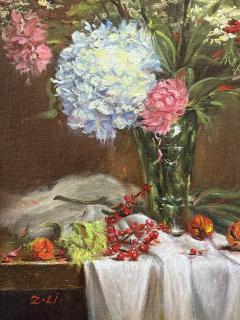Zhi Li Floral in Glass with Chinese Lantern  - 4793789