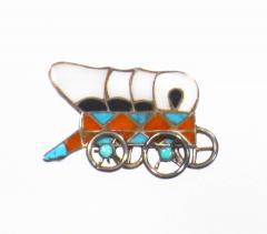 Zuni channel inlaid conestoga wagon pin - 1679352