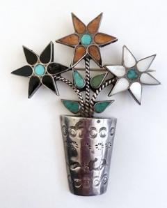 Zuni flowers in a pot pin - 4565887