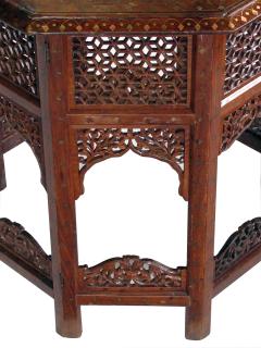 anglo indian octagonal side traveling table with brass and copper inlay - 1197806