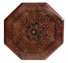 anglo indian octagonal side traveling table with brass and copper inlay - 1197808