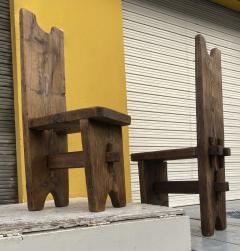 brutalist French raw pine set of 6 chairs - 1847778