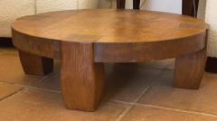 brutalist small low round solid oak coffee - 2066804