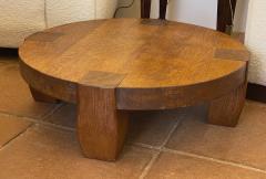 brutalist small low round solid oak coffee - 2066805