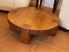 brutalist small low round solid oak coffee - 2066806