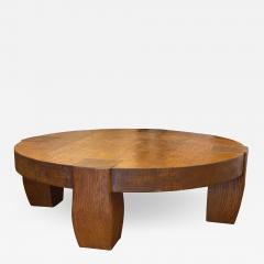 brutalist small low round solid oak coffee - 2068808