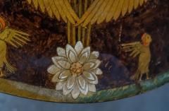 c1910 German Art Nouveau Table w Egyptian Revival Painted Top - 2316797