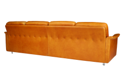 c1970 German cognac leather 4 seat sofa - 3112572